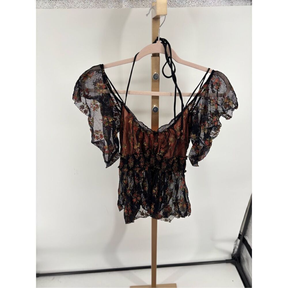 Free People Dottie Lace Flutter Sleeve Off Shoulder Top XS - Picture 10 of 12